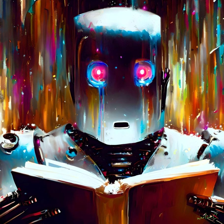 Plonge dans un livre A robot gets emotional from reading an old book