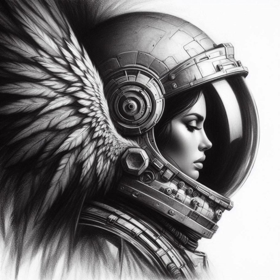 Twenty-One Perspectives A young angelic female astronaut